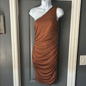 One-Shoulder Brown Dress
